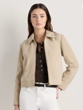 New!  *Amazing*Quince Small Cropped Beige Suede Jacket